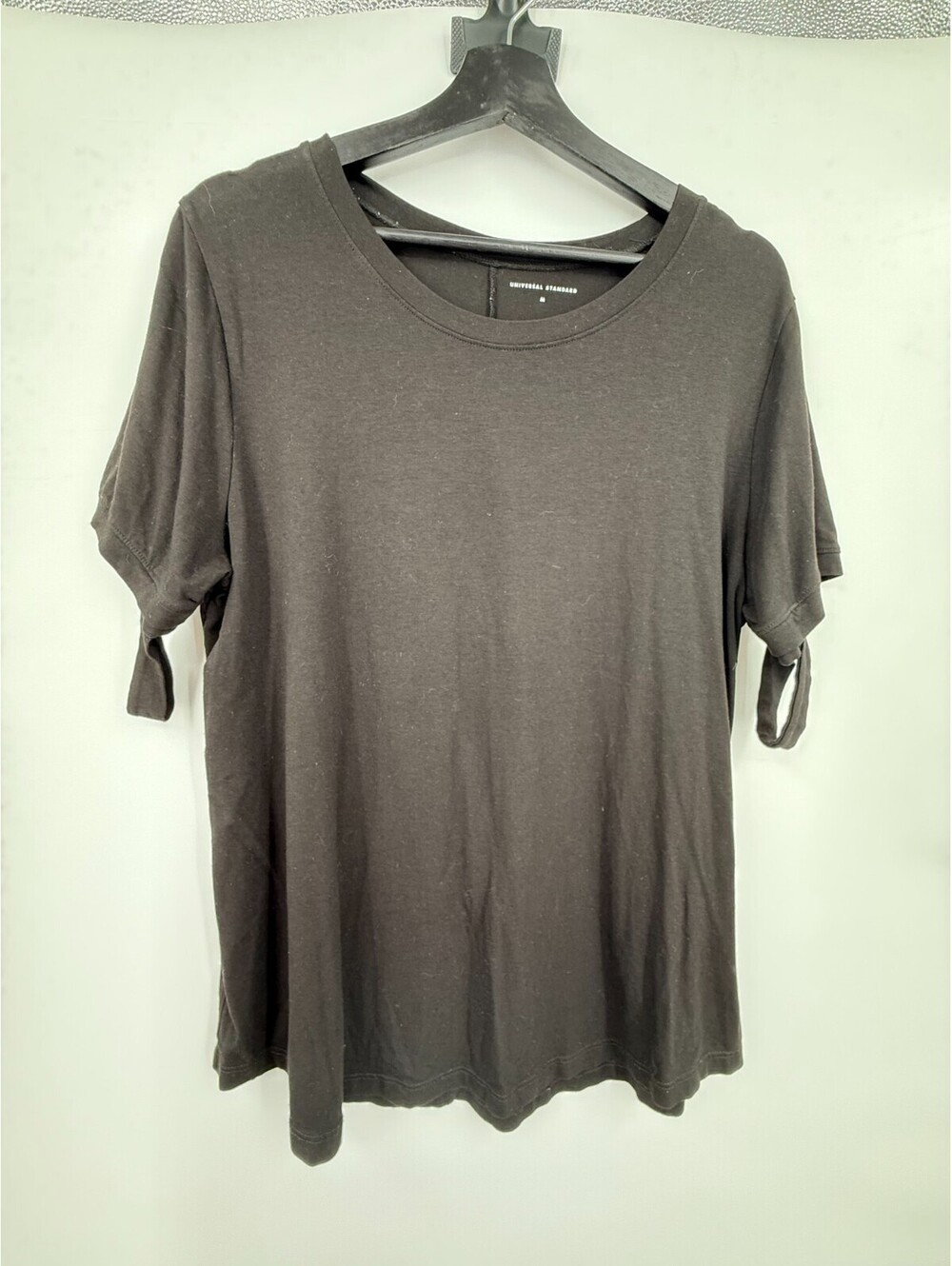 Universal Standard Womens Cutout Short Tee Dark Gray Sleeve Crew Neck Medium